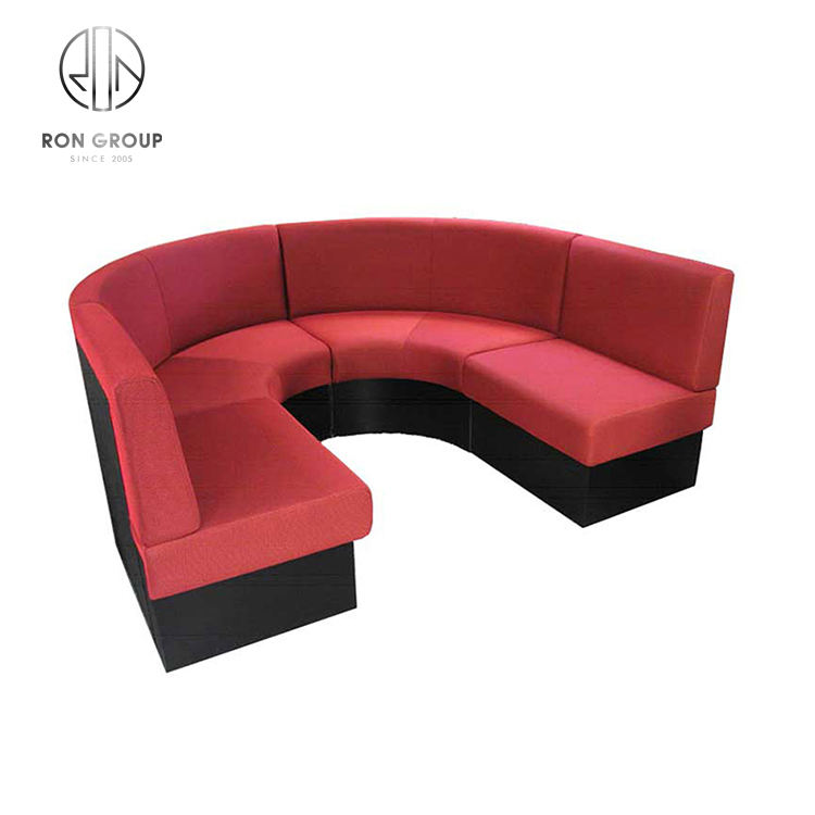 High End Banquet Fast Food Cafe Shop Furniture Wooden Frame Bench Pink Leather Sofa Seating High Density Foam Restaurant Booths