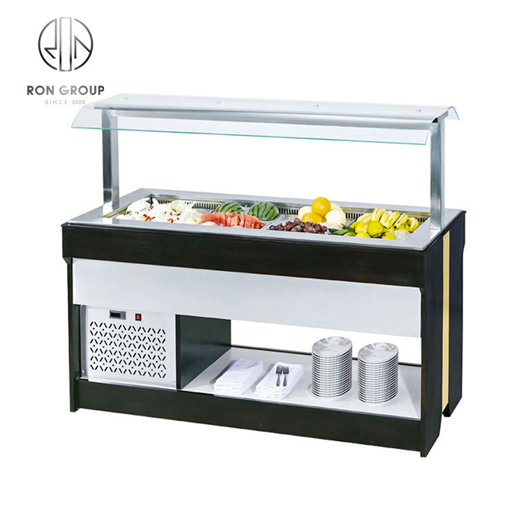 High Quality Commercial Refrigerated Salad Bar Counter Durable Modern Style with Stainless Steel Display & Saladette Top Hotels
