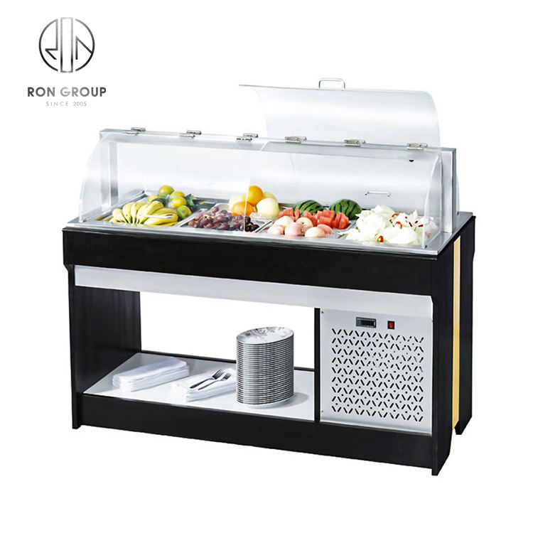 High Quality Commercial Refrigerated Salad Bar Counter Durable Modern Style with Stainless Steel Display & Saladette Top Hotels