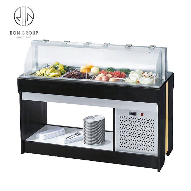 High Quality Commercial Refrigerated Salad Bar Counter Durable Modern Style with Stainless Steel Display & Saladette Top Hotels