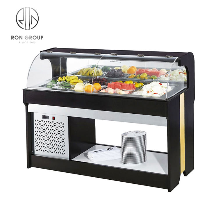 High Quality Commercial Refrigerated Salad Bar Counter Durable Modern Style with Stainless Steel Display & Saladette Top Hotels