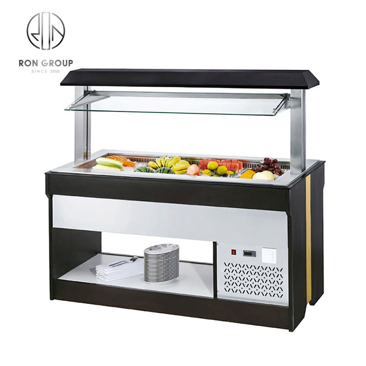 High Quality Commercial Refrigerated Salad Bar Counter Durable Modern Style with Stainless Steel Display & Saladette Top Hotels