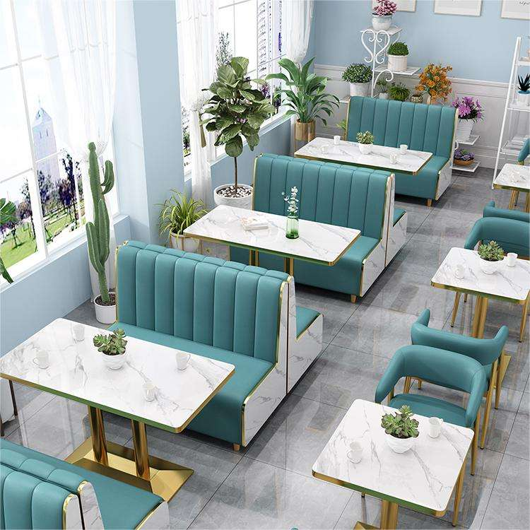 China Tables and Chairs Restaurants Factory Direct Cafe Hotel Dining Dessert Leather Sectional Restaurant Sofa Booth