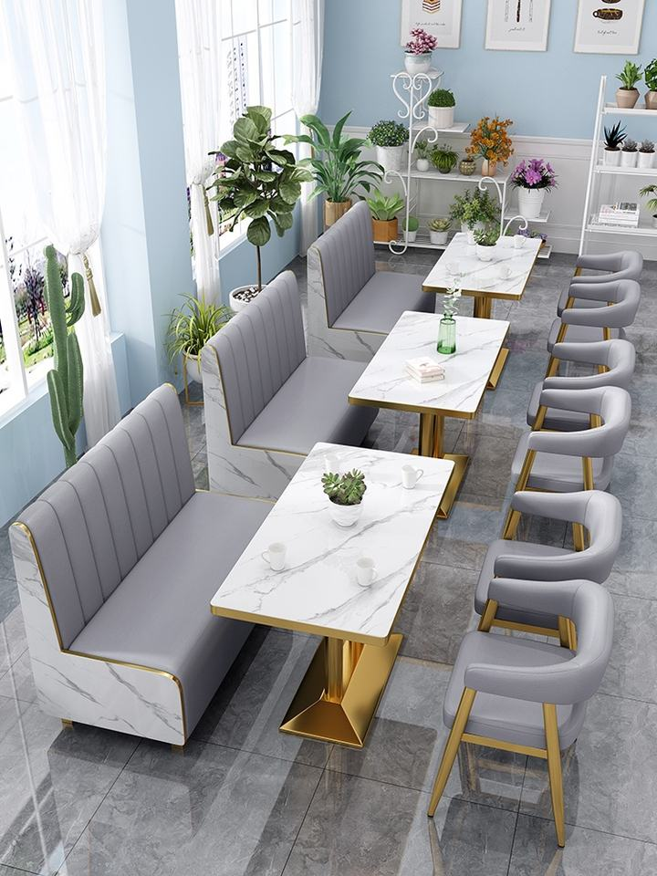 China Tables and Chairs Restaurants Factory Direct Cafe Hotel Dining Dessert Leather Sectional Restaurant Sofa Booth