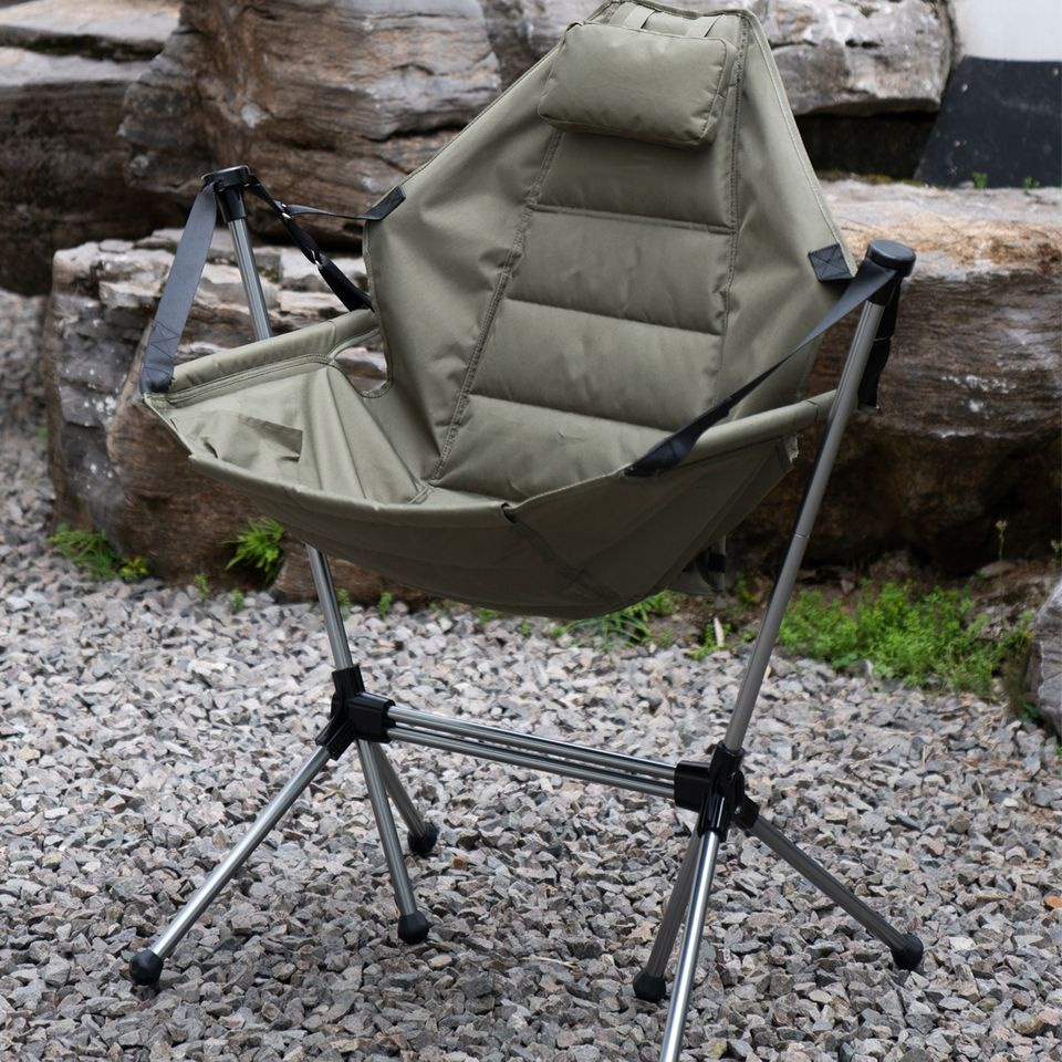 Portable Hammock Camping Chair Aluminum Alloy Adjustable Back Padded Folding Swing Chair With Pillow