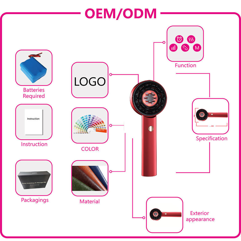 2025 Trend Electric Scalp Massage Hair Brush LED Red Light Anti-Hair Loss & Growth Device with Oil Applicator