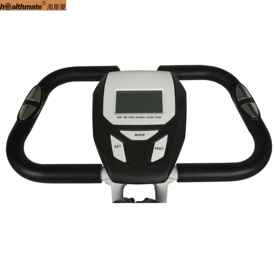 HSM Home Gym Fitness Stationary Bike Magnetic Folding Trainer with Back Seat for Indoor Cardio Exercise