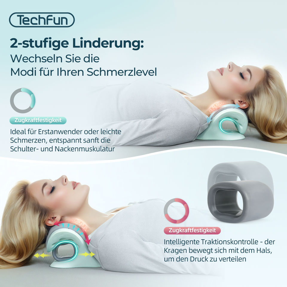 Neck Traction Device for Pain Relief Hot Cold Therapy Adjustable Exercise Ring Pillow for Spine Alignment EVA Material Techfun