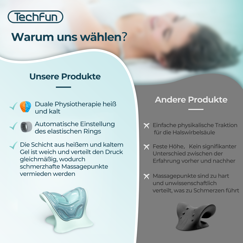 Neck Traction Device for Pain Relief Hot Cold Therapy Adjustable Exercise Ring Pillow for Spine Alignment EVA Material Techfun