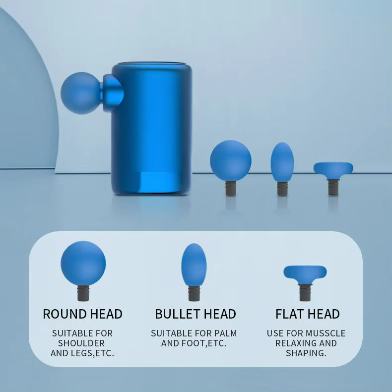 Hezheng Portable Cordless Mini Massage Gun 300g White ABS 3-Head Deep Tissue Massager for Body High Quality Handheld Fascia