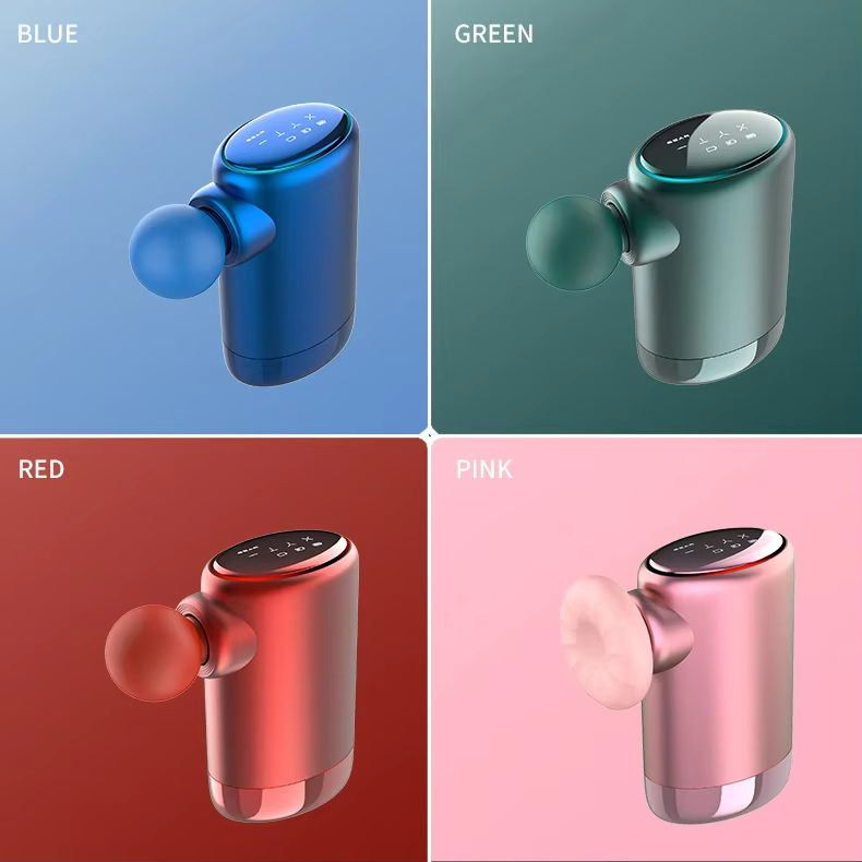 Hezheng Portable Cordless Mini Massage Gun 300g White ABS 3-Head Deep Tissue Massager for Body High Quality Handheld Fascia