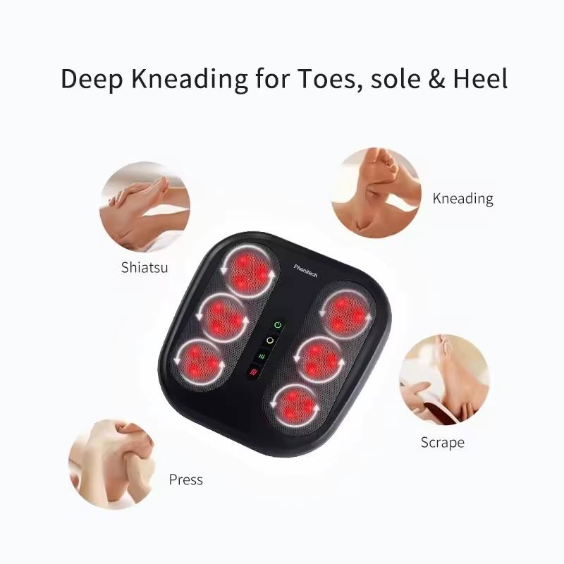 Phenitech 2025 New in 1 Shiatsu Back and Foot Massager With Heating and 6 Rotating Heads & 18 Massage Nodes