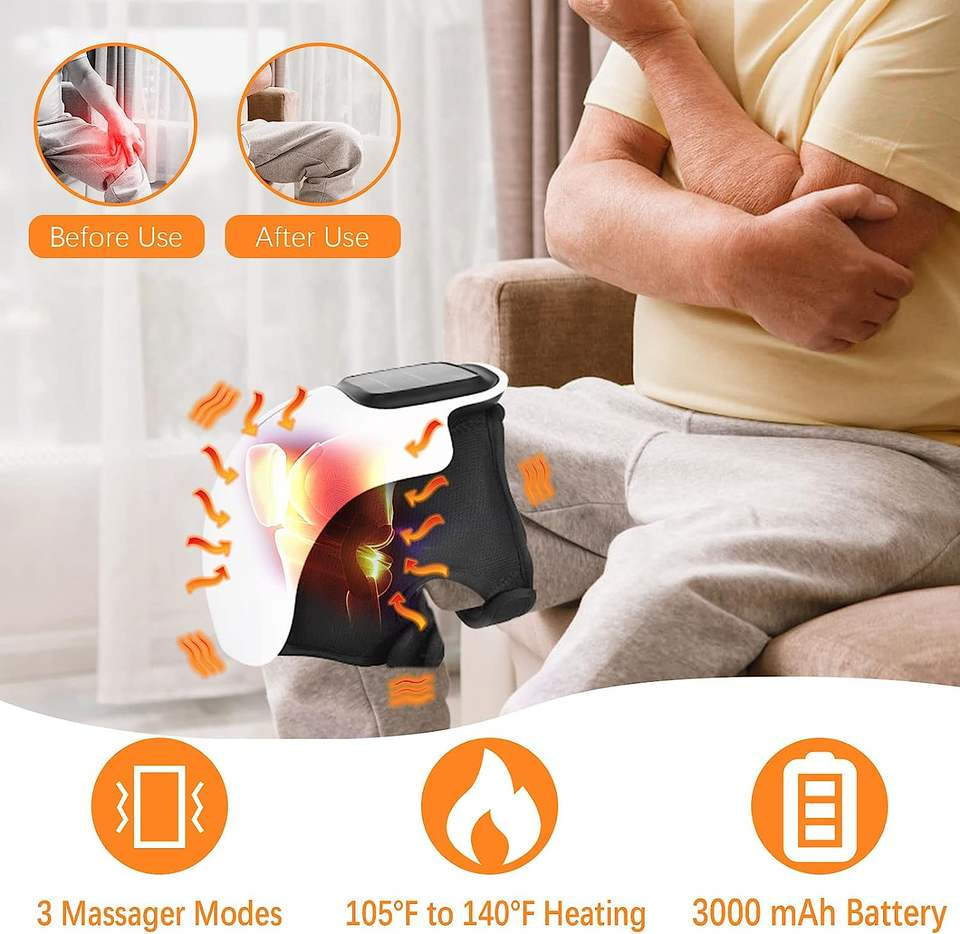 Phenitech Free Custom Logo Physiotherapy Hot Compress Knee Massager Machine Joint Pain Relief Treatment Heating Knee Massager