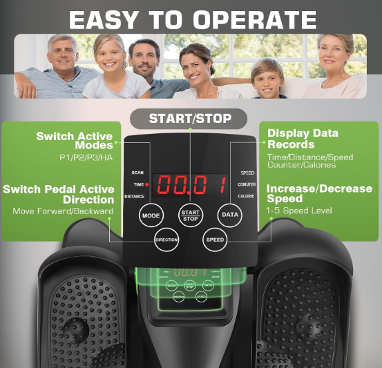 Phenitech-Hot Sale Foot Massager Under Desk Elliptical Machine Electric Seated Pedal Exerciser Manual &Auto Mode for Home Office