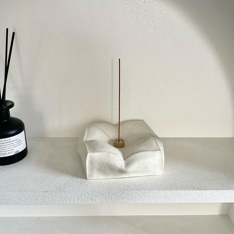 Original Tofu-shaped Ceramic Incense Holder Incense Burnerfor Tea Room Multi-functional Jewelry Tray Zen Home Decor