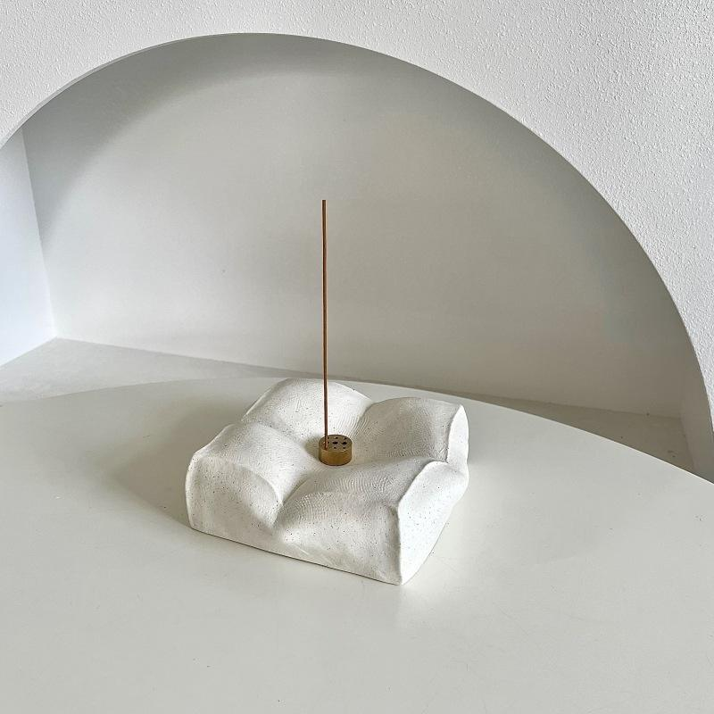 Original Tofu-shaped Ceramic Incense Holder Incense Burnerfor Tea Room Multi-functional Jewelry Tray Zen Home Decor