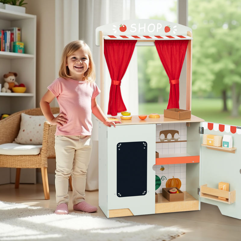 2 in 1 Shop and Theatre Little Shopkeeper Plays Toys Set Role-playing Toys Pretend Play Large Toy for Kids