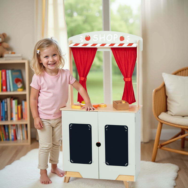 2 in 1 Shop and Theatre Little Shopkeeper Plays Toys Set Role-playing Toys Pretend Play Large Toy for Kids