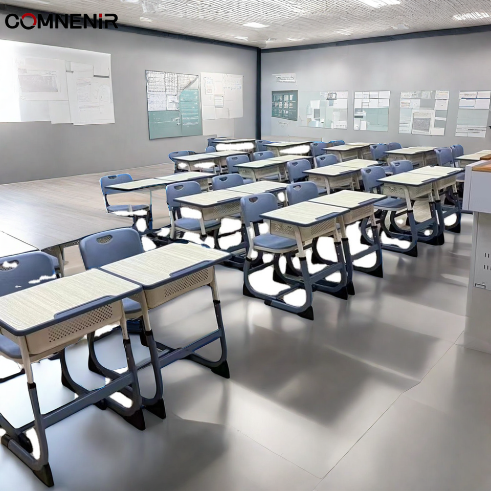 Cheap High Quality Metal Double Seat Middle School Desk and Chair Set for Home Office and Apartment Use