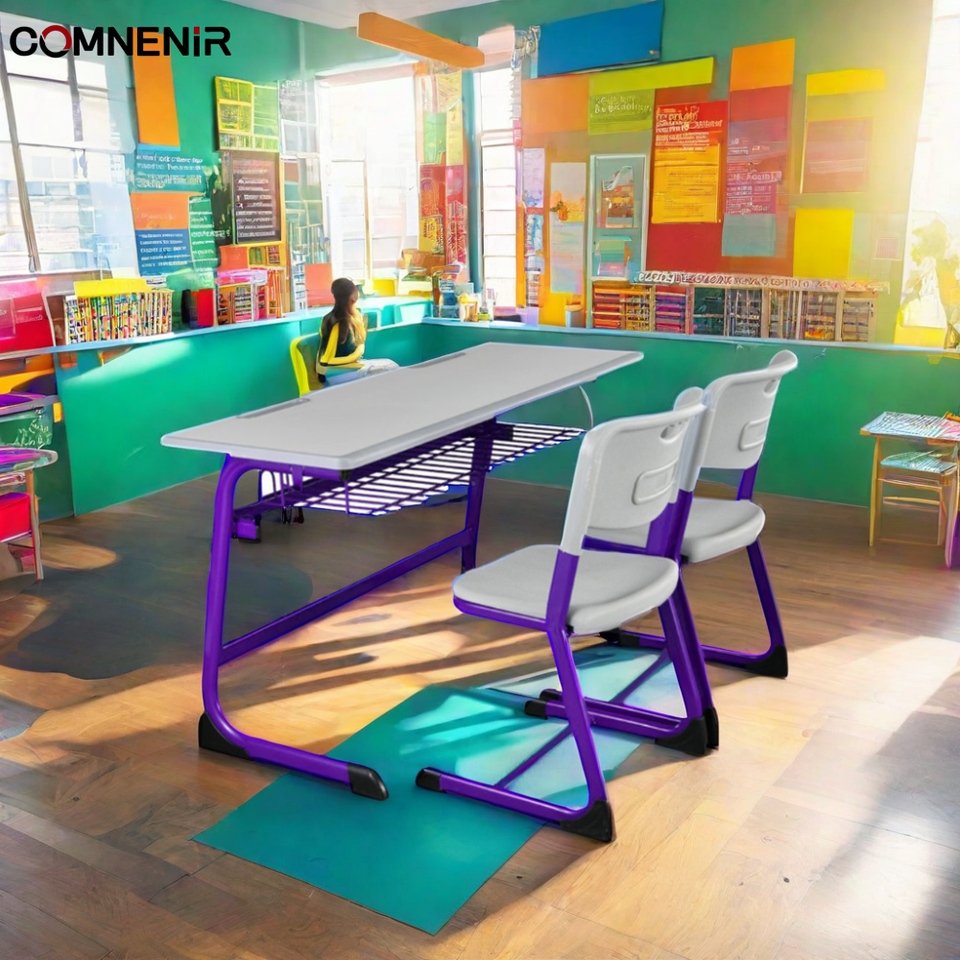 Cheap High Quality Metal Double Seat Middle School Desk and Chair Set for Home Office and Apartment Use