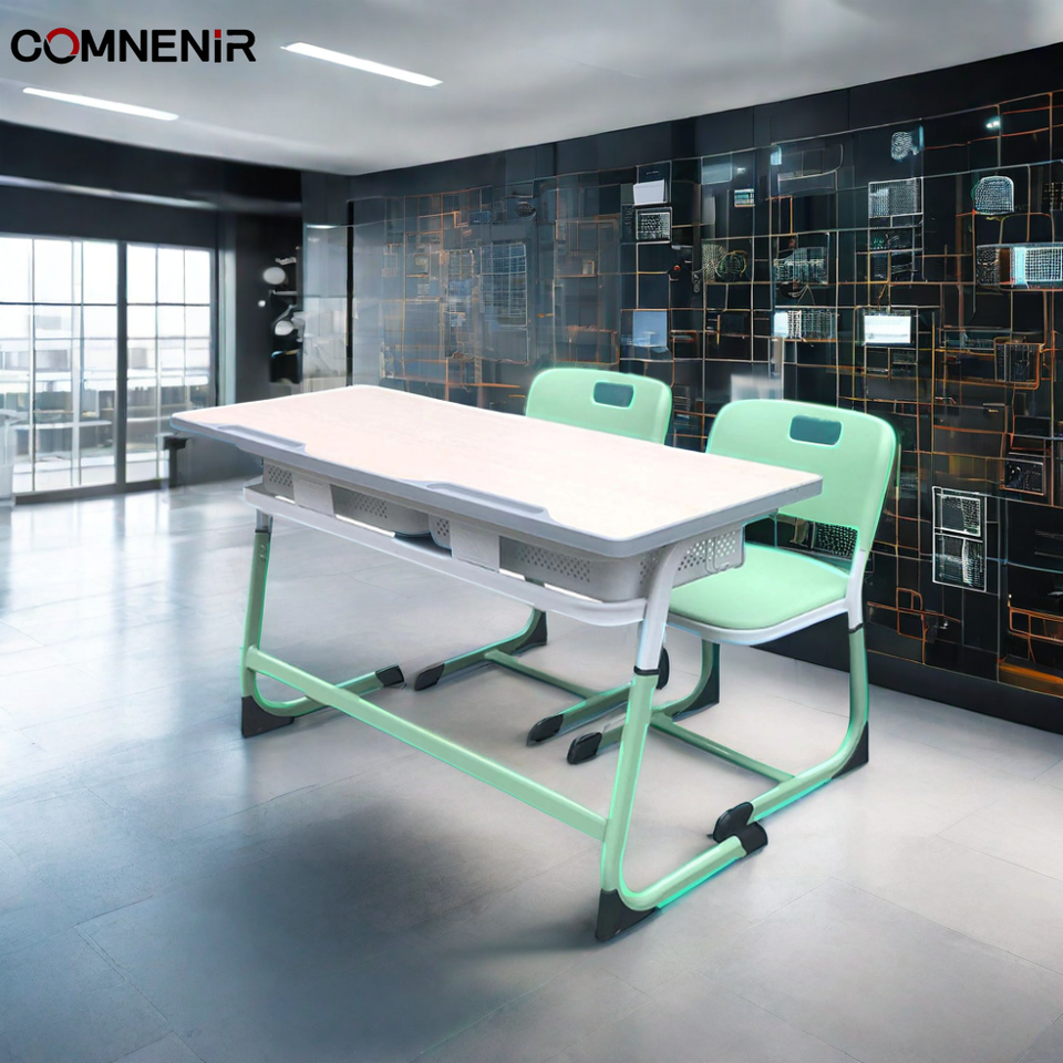 Cheap High Quality Metal Double Seat Middle School Desk and Chair Set for Home Office and Apartment Use