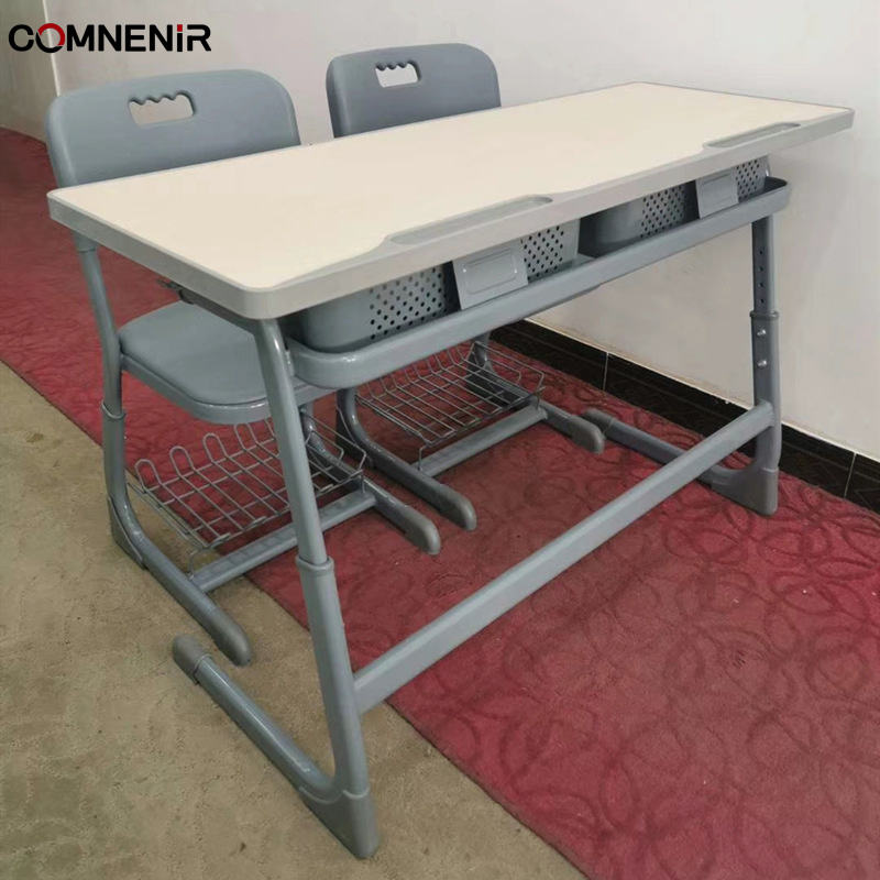 Cheap High Quality Metal Double Seat Middle School Desk and Chair Set for Home Office and Apartment Use