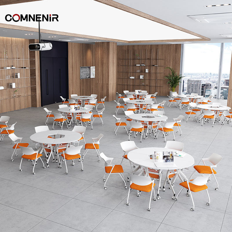 Portable Furniture School Desk with Wheels Movable Table Customizable Fan-shaped Adjustable Folding School Table for Student