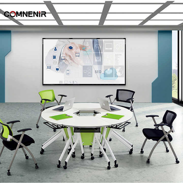 Portable Furniture School Desk with Wheels Movable Table Customizable Fan-shaped Adjustable Folding School Table for Student