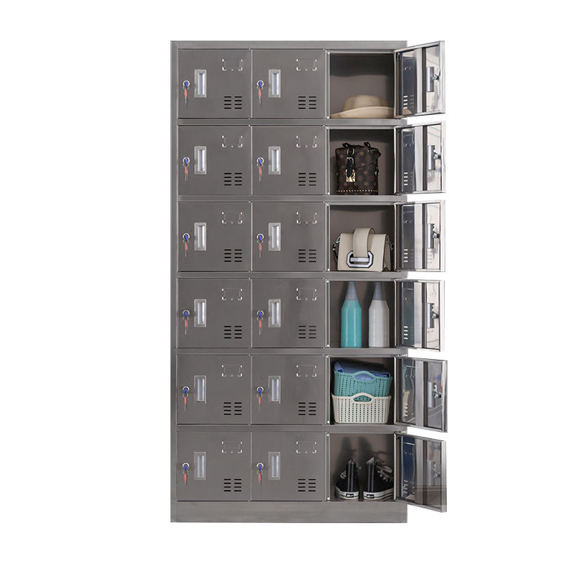 Cheap Price 18doors Cupboard Storage Cabinet Stainless Steel Locker for Factory and Hospital Clean Room
