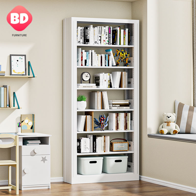 Metal Cheap Bookshelf for Children Classroom Student, Black Double Sided New Design Metal Bookshelf for School Library