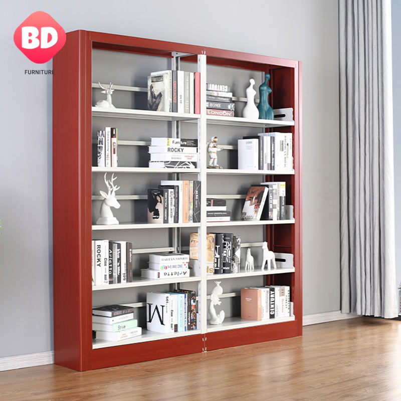 Metal Cheap Bookshelf for Children Classroom Student, Black Double Sided New Design Metal Bookshelf for School Library