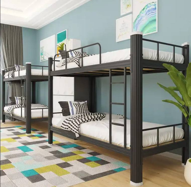 Dorm Room Furniture Metal Frame Double - Decker Bed for Students