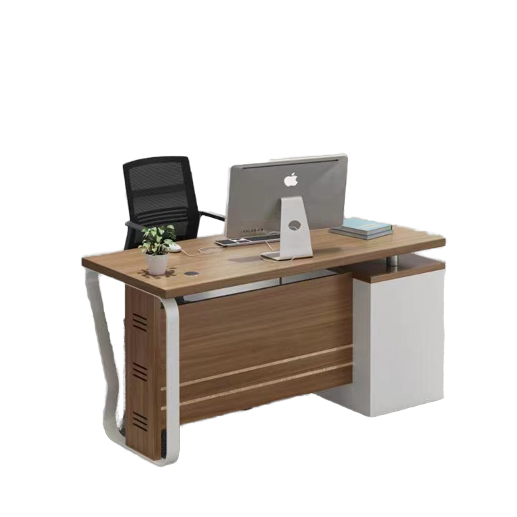 Modern Executive Office Furniture Extendable Wooden and Steel Desk with Panel Style for Office Buildings and Villas