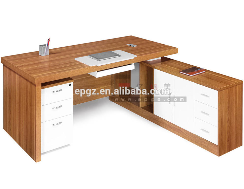 Hot Sell Classic Office Manager Desk Executive Table With Side Cabinet