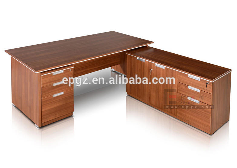 Hot Sell Classic Office Manager Desk Executive Table With Side Cabinet