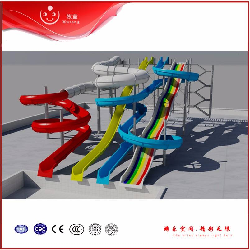 High Click Colorful Design Outdoor Water Slide Adventure Plastic Fiberglass Water Slide Amusement Park for Kids Adults