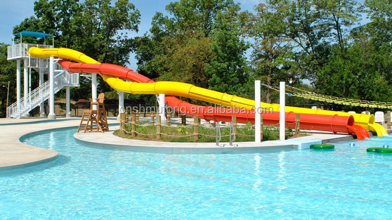 Popular Bright Colorful Design Outdoor Water Slide Multi Color Thrilling Adventure Plastic Fiberglass Water Slide Amusement Park