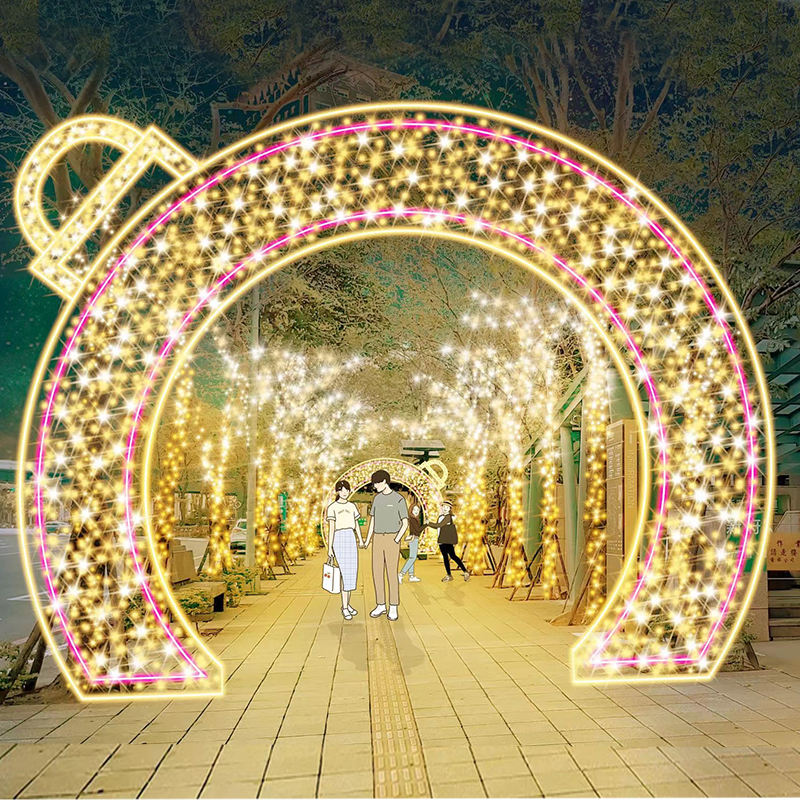 High Quality LED Light Tunnel Motif Arch for Holiday Wedding Decor IP65 Rated for Thanksgiving Christmas & Halloween Landscapes