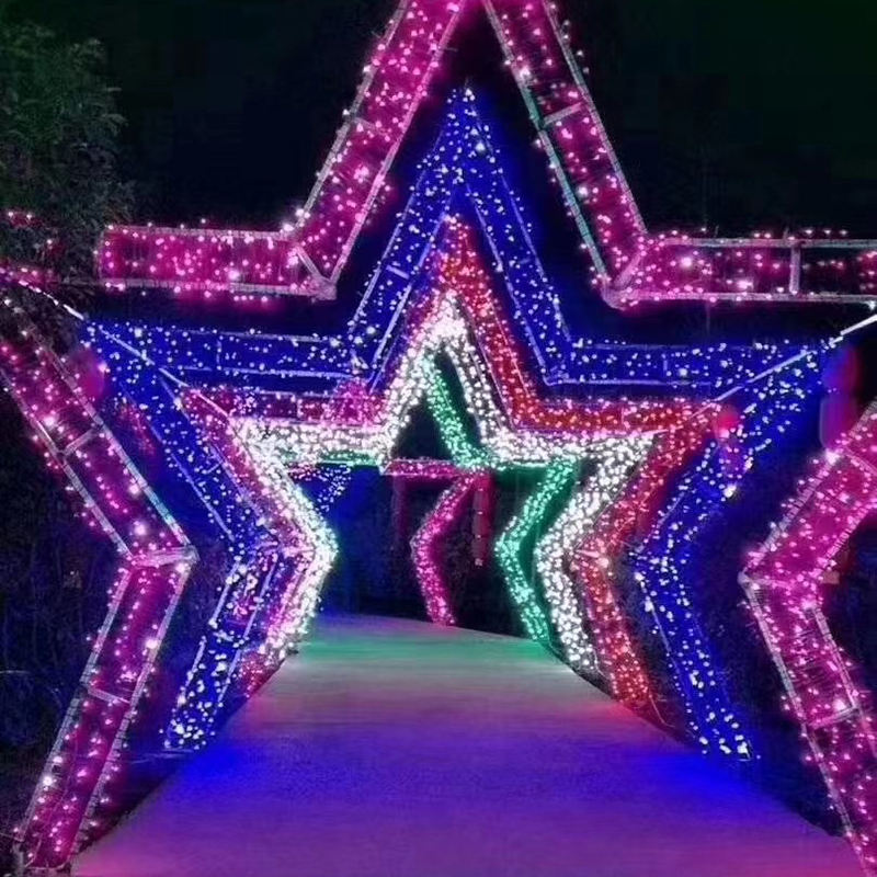 Customized Giant Star Arch Light 3D LED Landscape Commercial Theme Street Decoration for Halloween Home Decoration IP65 Rating