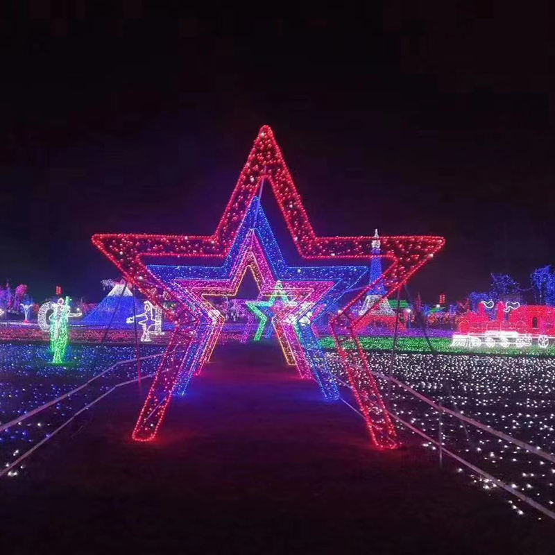 Customized Giant Star Arch Light 3D LED Landscape Commercial Theme Street Decoration for Halloween Home Decoration IP65 Rating