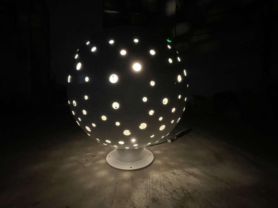 Warm White LED Landscape Light Stainless Steel Luminous Sphere Sculpture for Garden Lawn Park Waterproof IP65 AC Power