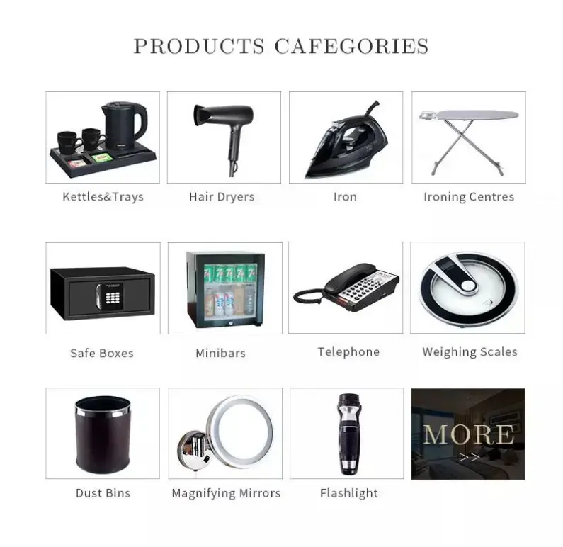 Premium Luxury Hotel Electrical Supplies Customisable Amenity Kit Premium Metal Plastic Stainless Steel Materials for Hotels