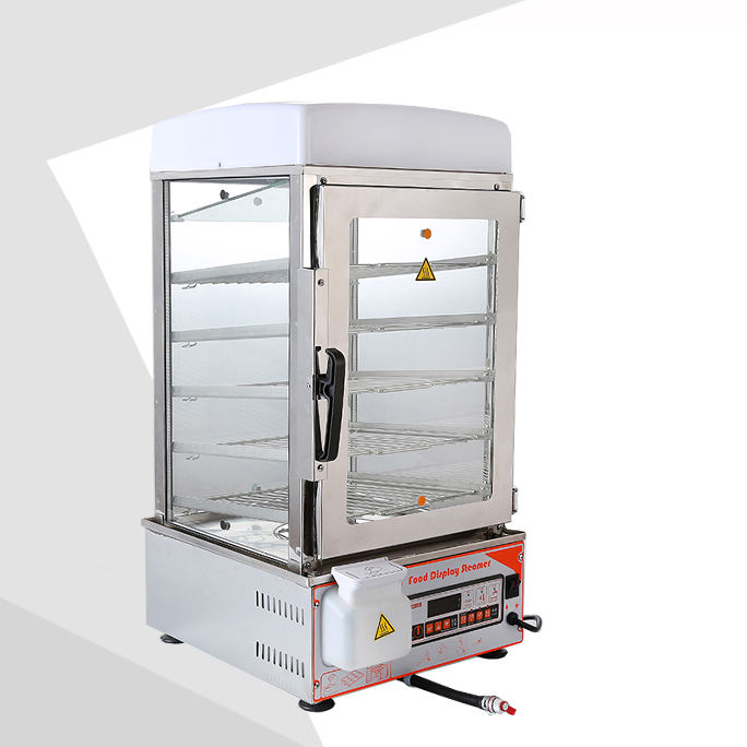 500S Automatic Energy-efficient 5 Layers Steamed Magic Bun Maker Glass Hot Food Display Warmers Cabinets Other Baking Equipment
