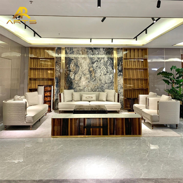 Factory Price High-End Modern Luxury Natural Veneer Solid Wood Sofa Set for Home Office Hotel Living Room Furniture