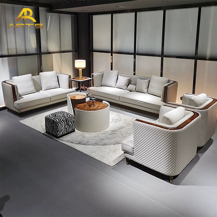 Factory Price High-End Modern Luxury Natural Veneer Solid Wood Sofa Set for Home Office Hotel Living Room Furniture