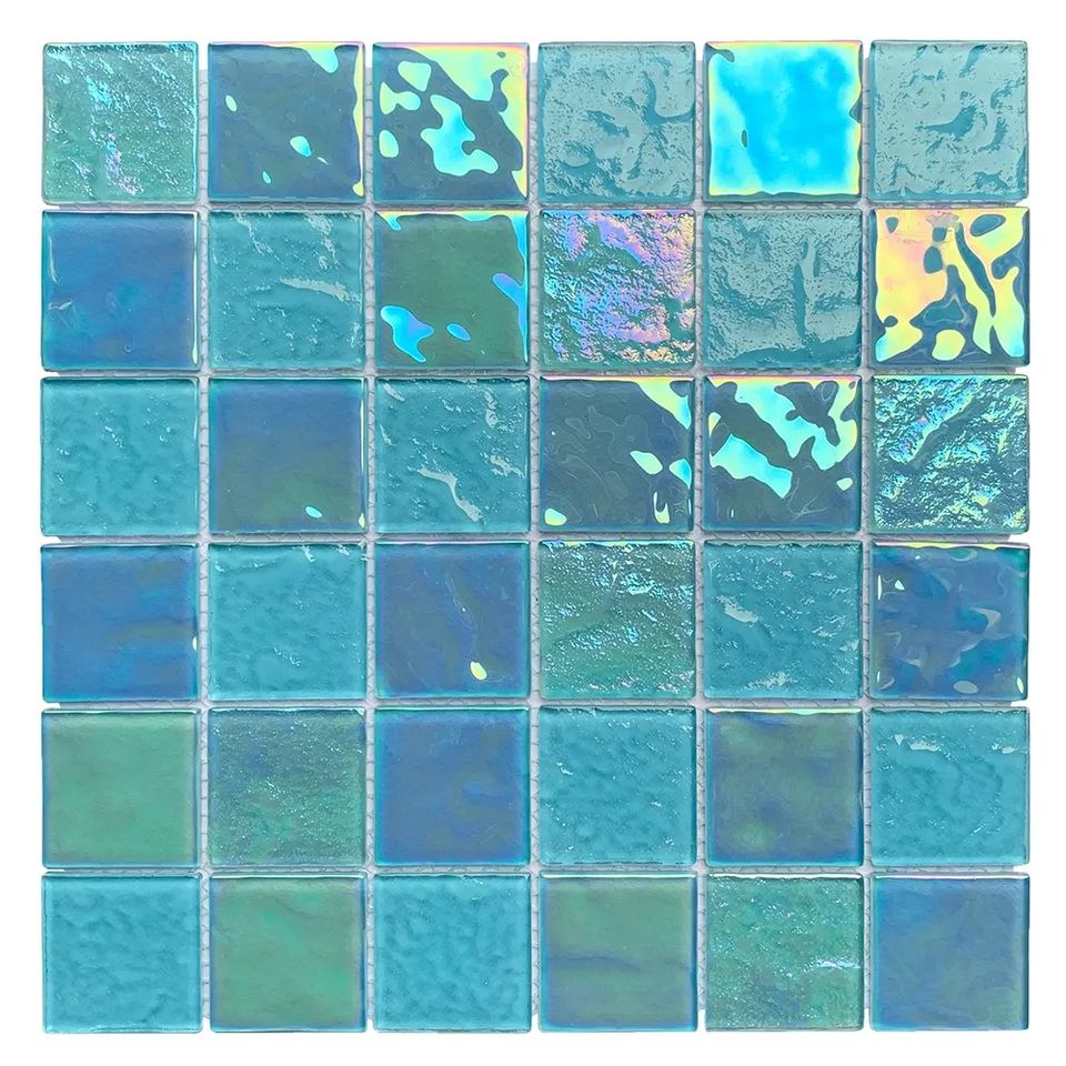 Wholesale Price Outdoor Aqua Green White Blue Iridescent Crystal Glass Swimming Pool Mosaic Tile