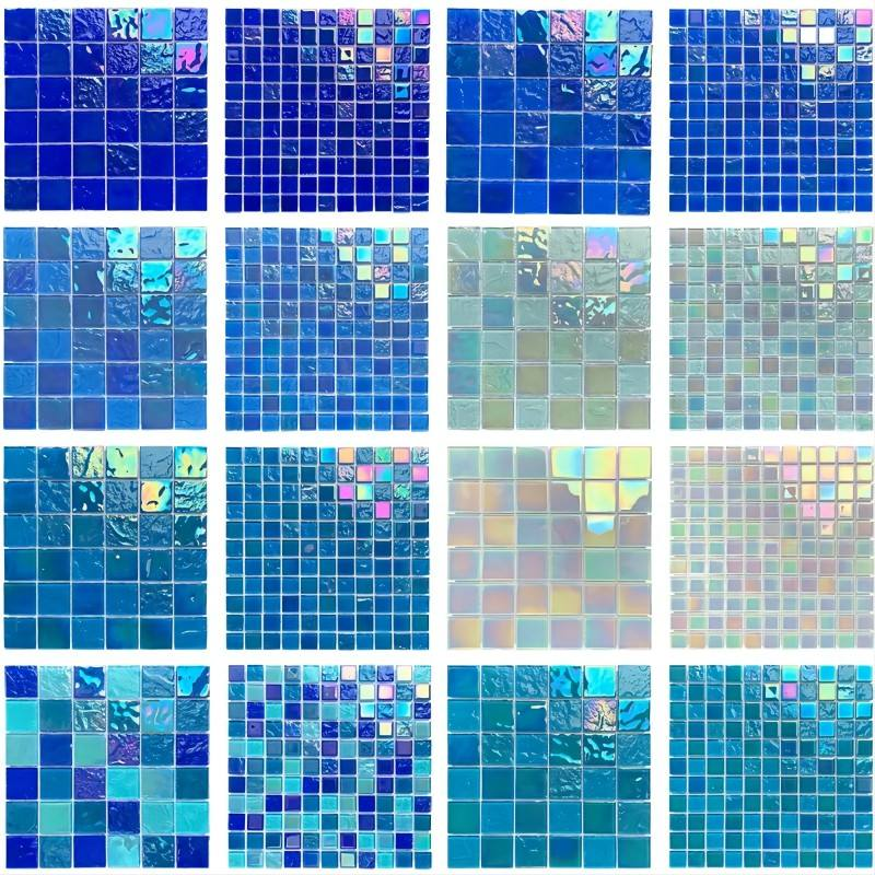 Wholesale Price Outdoor Aqua Green White Blue Iridescent Crystal Glass Swimming Pool Mosaic Tile