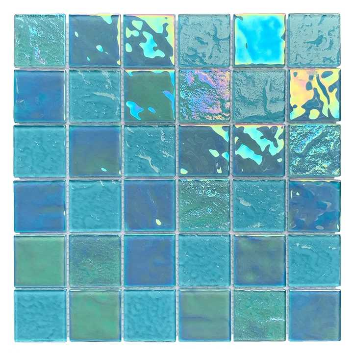 Wholesale Price Outdoor Aqua Green White Blue Iridescent Crystal Glass Swimming Pool Mosaic Tile