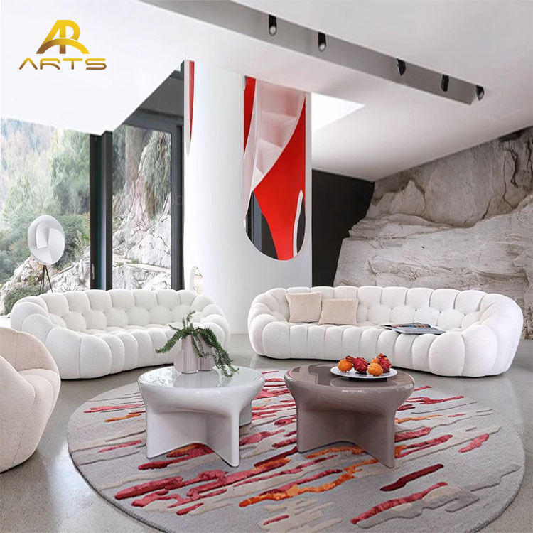 Modern Design Customized Home Furniture Curved Puff Couch , Bubble Floor Bench Living Room Apartment Villa Hotel Salon Sofa
