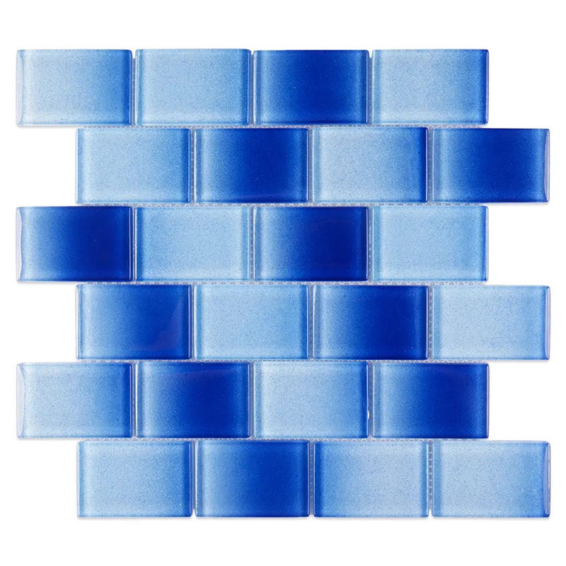 Wholesale Mosaic Crystal Glass Blue Green Square Brick Swimming Pool Mosaic Tiles Wall Mosaic Manufacturer